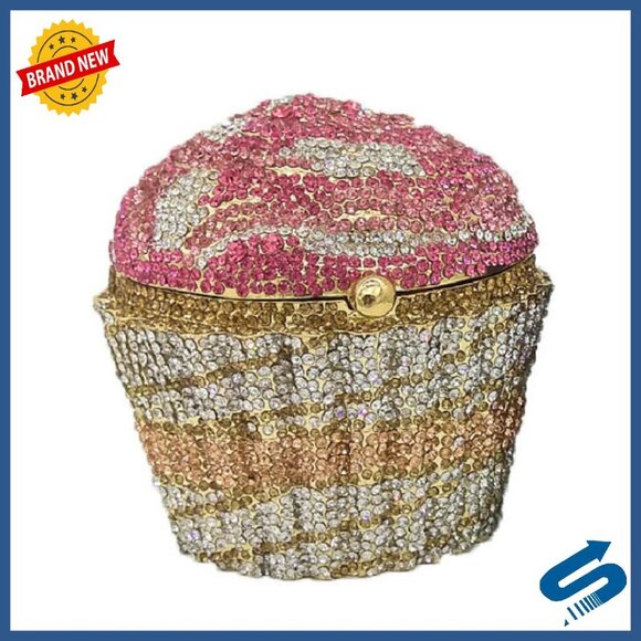 Handbags - Crystal Cupcake Evening Clutch Bag with Chain Strap Mini Size